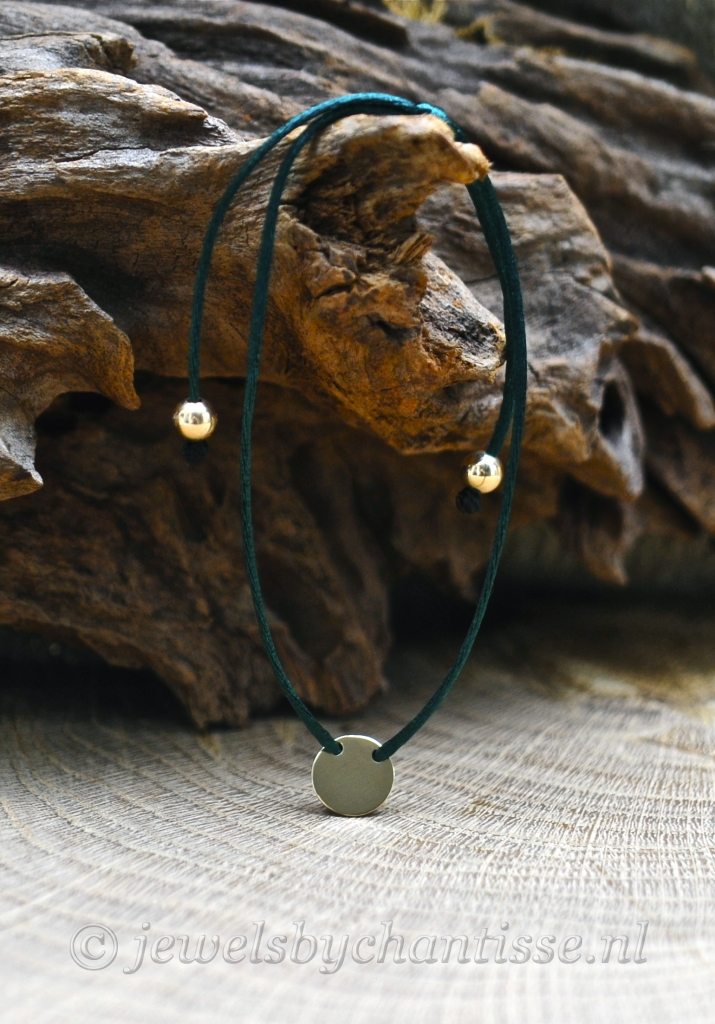 Gouden Koordarmband Donkergroen