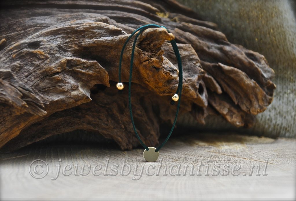 Gouden Koordarmband Donkergroen