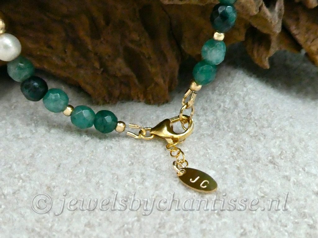 Goldfilled Armband met Agaat en Parels