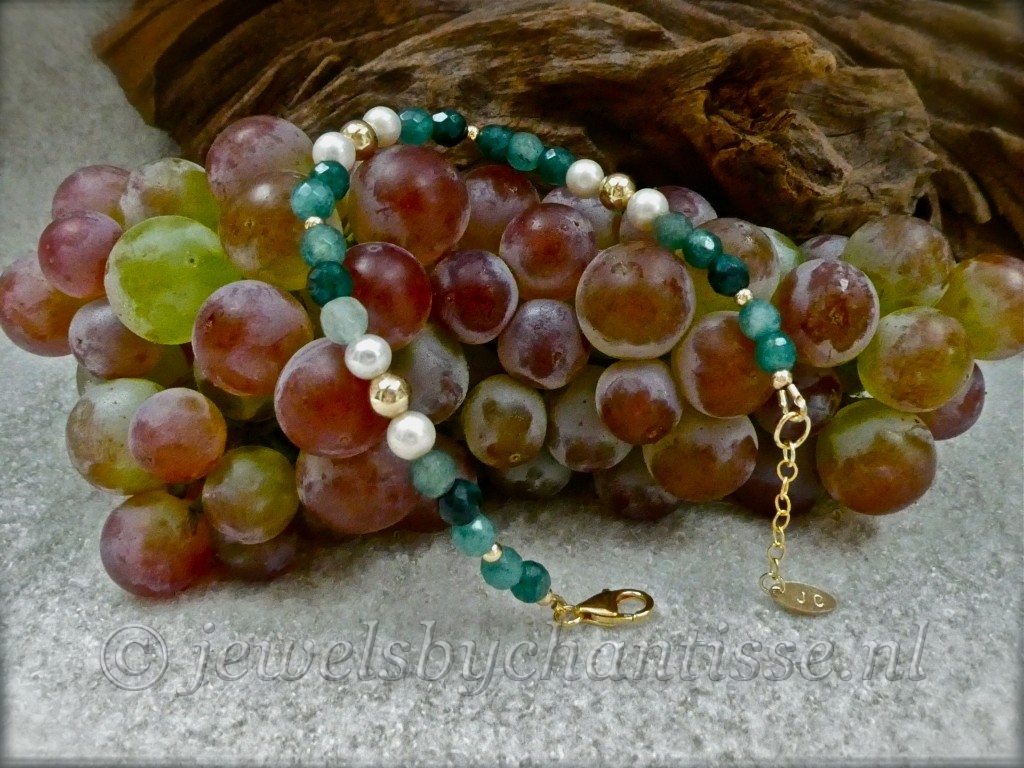 Goldfilled Armband met Agaat en Parels