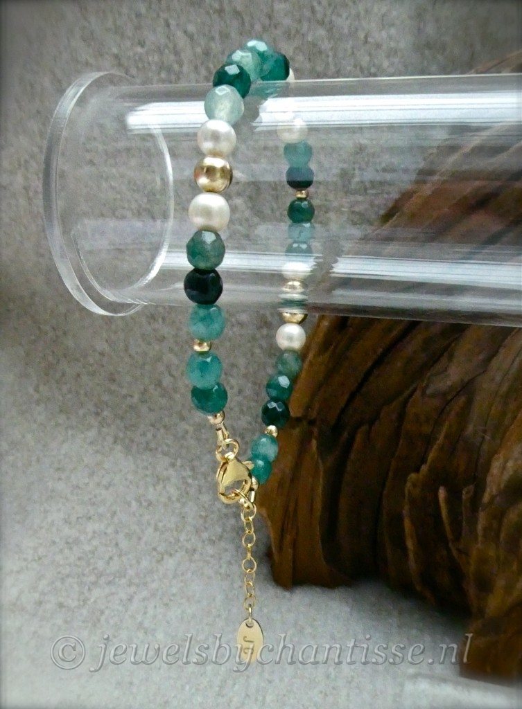 Goldfilled Armband met Agaat en Parels