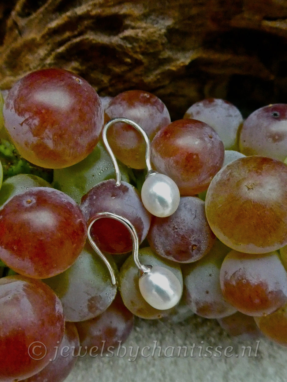 Witte Parel Oorbellen