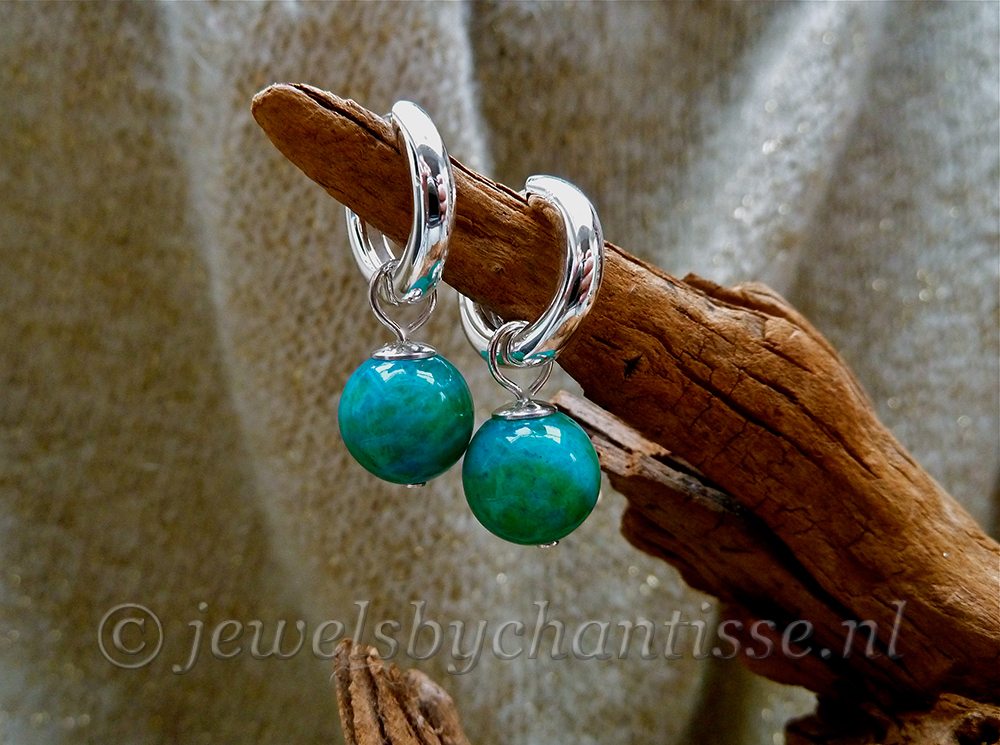 Zilveren Creolen met Chrysocolla