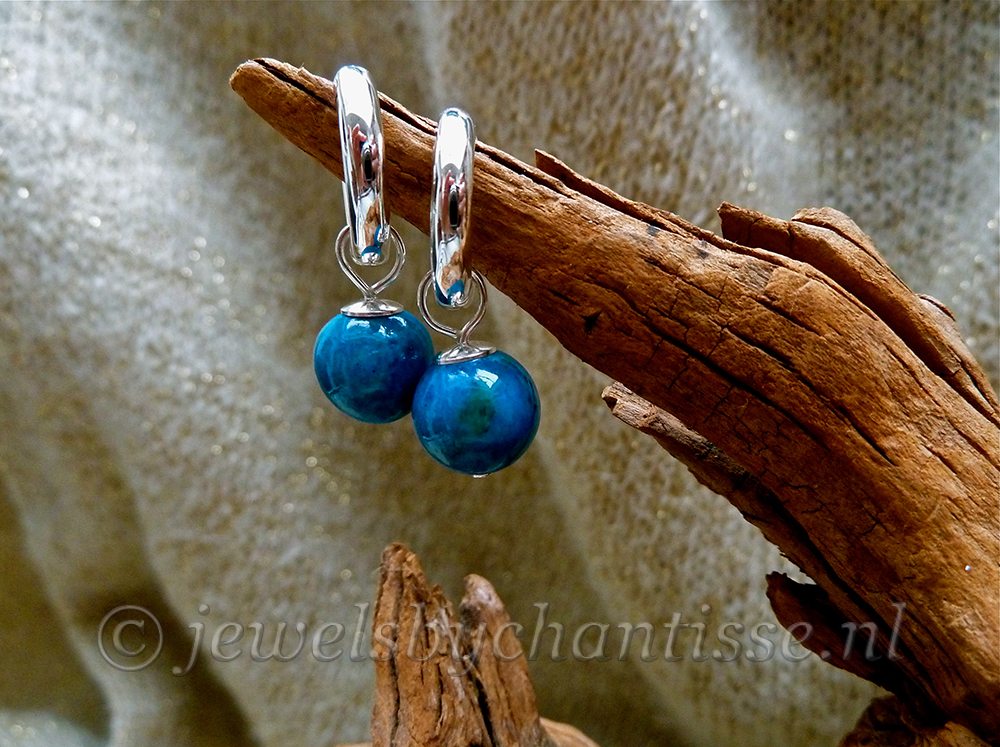 Zilveren Creolen met Chrysocolla