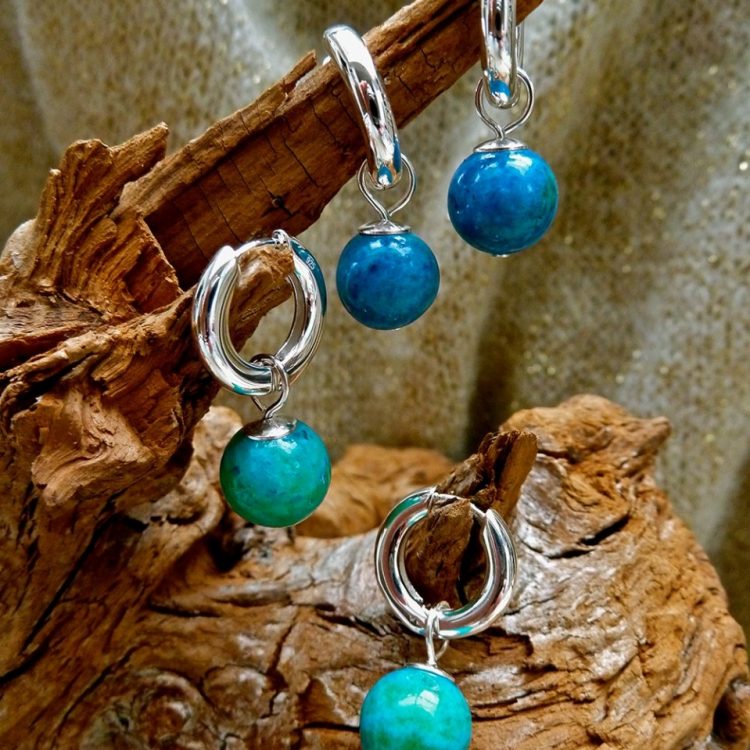 Zilveren Creolen met Chrysocolla