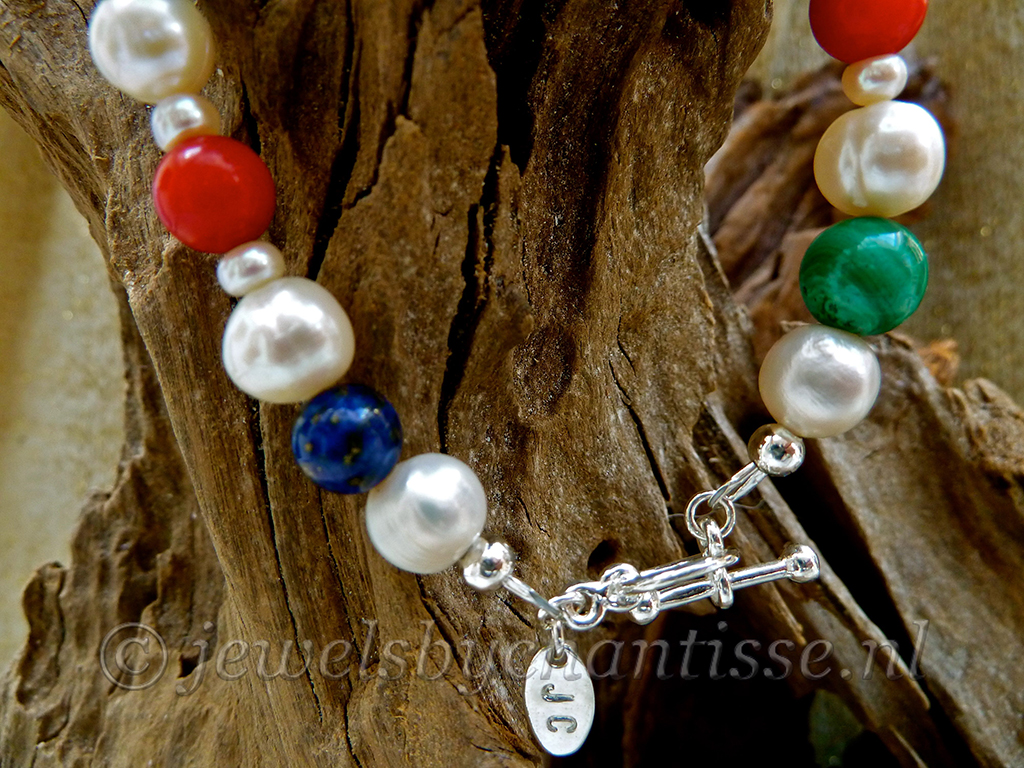 Parelarmband met Malachiet en Lapis Lazuli