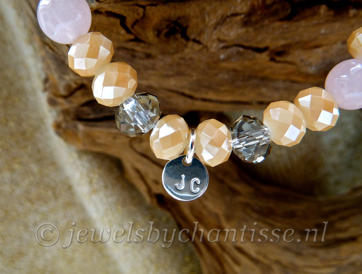 Kristalarmband met Parels en Rozenkwarts