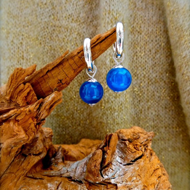 Zilveren Creolen met Blauwe Agaat