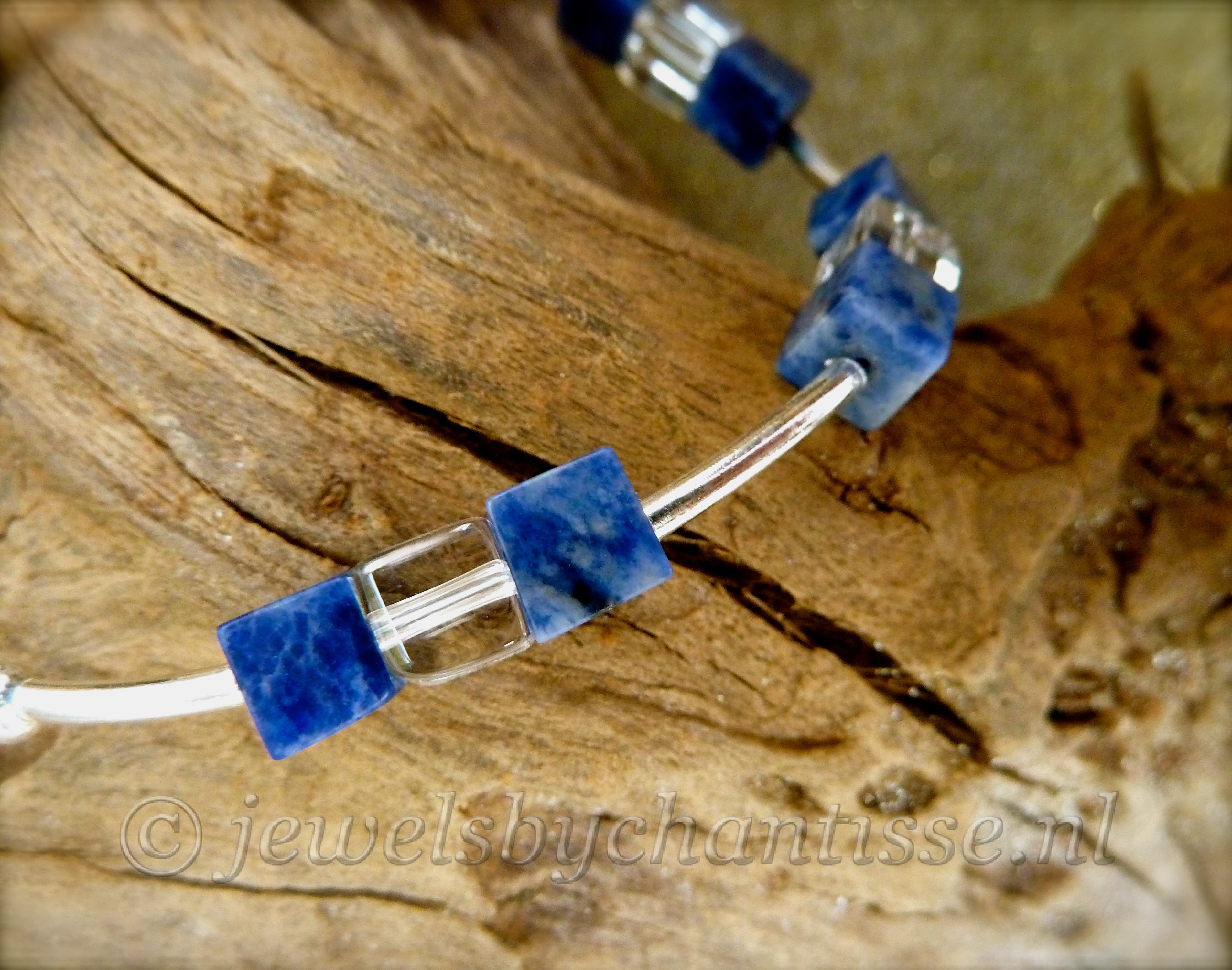 Zilveren Armband met Sodaliet en Bergkristal