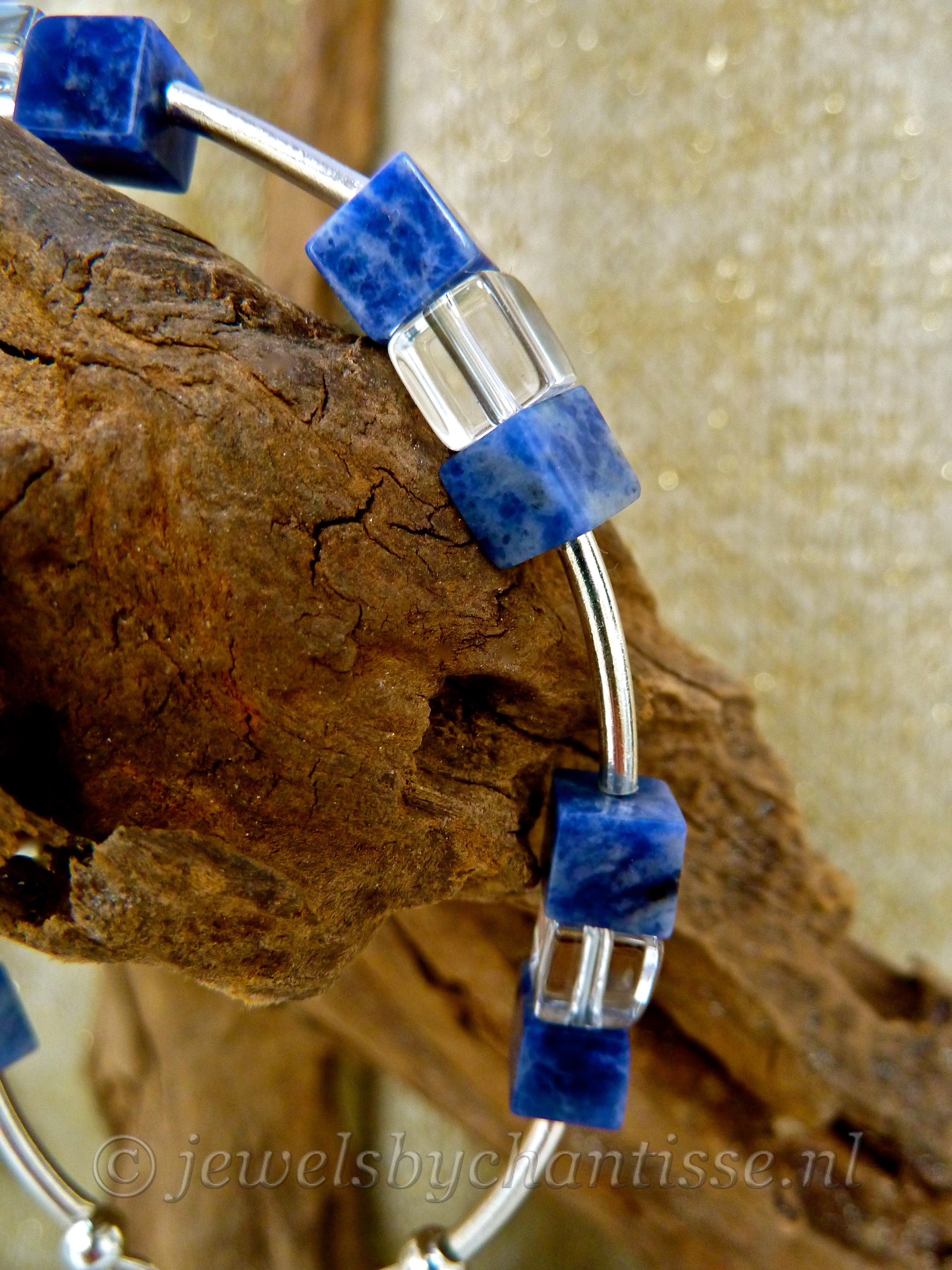 Zilveren Armband met Sodaliet en Bergkristal