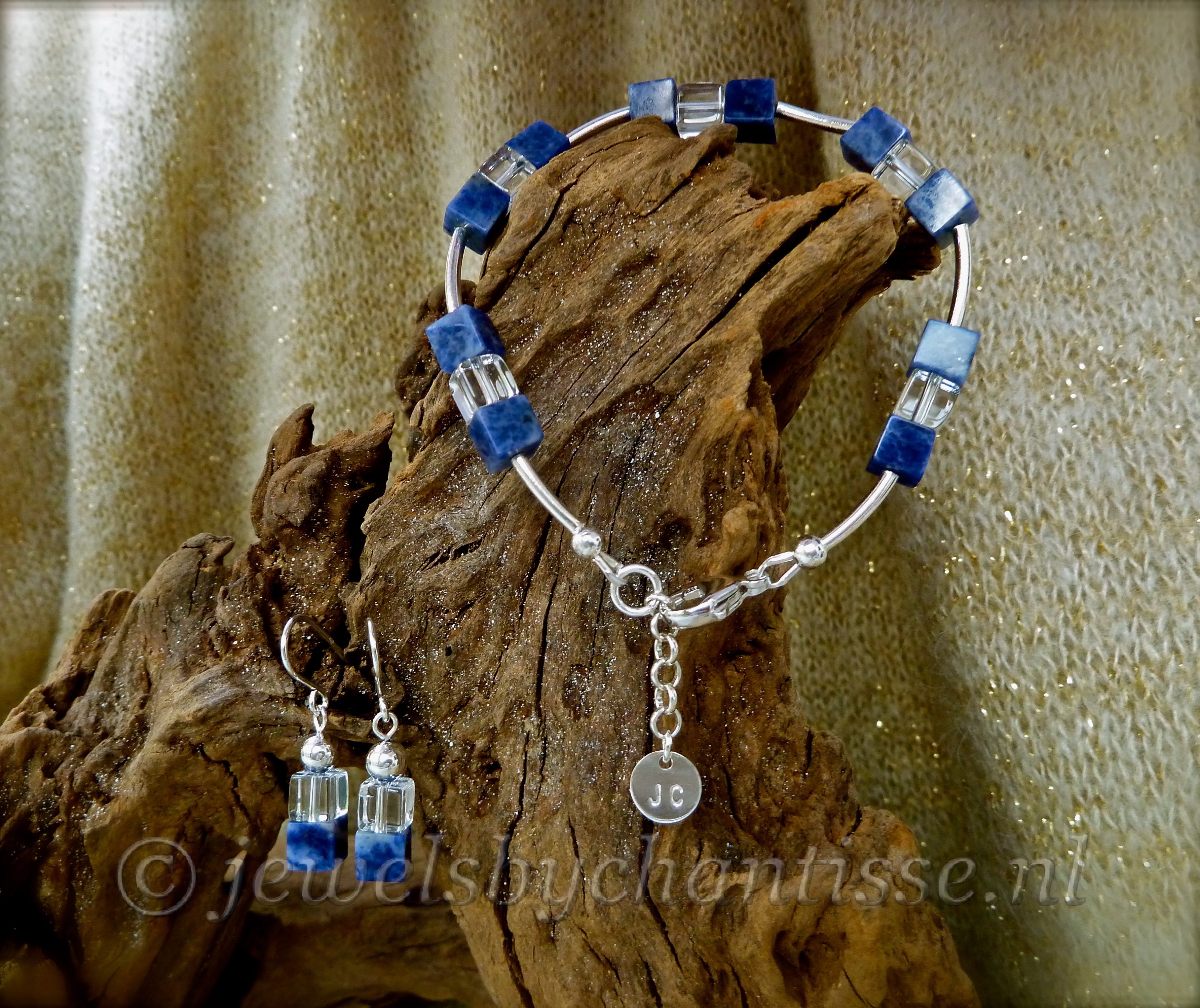 Zilveren Armband met Sodaliet en Bergkristal
