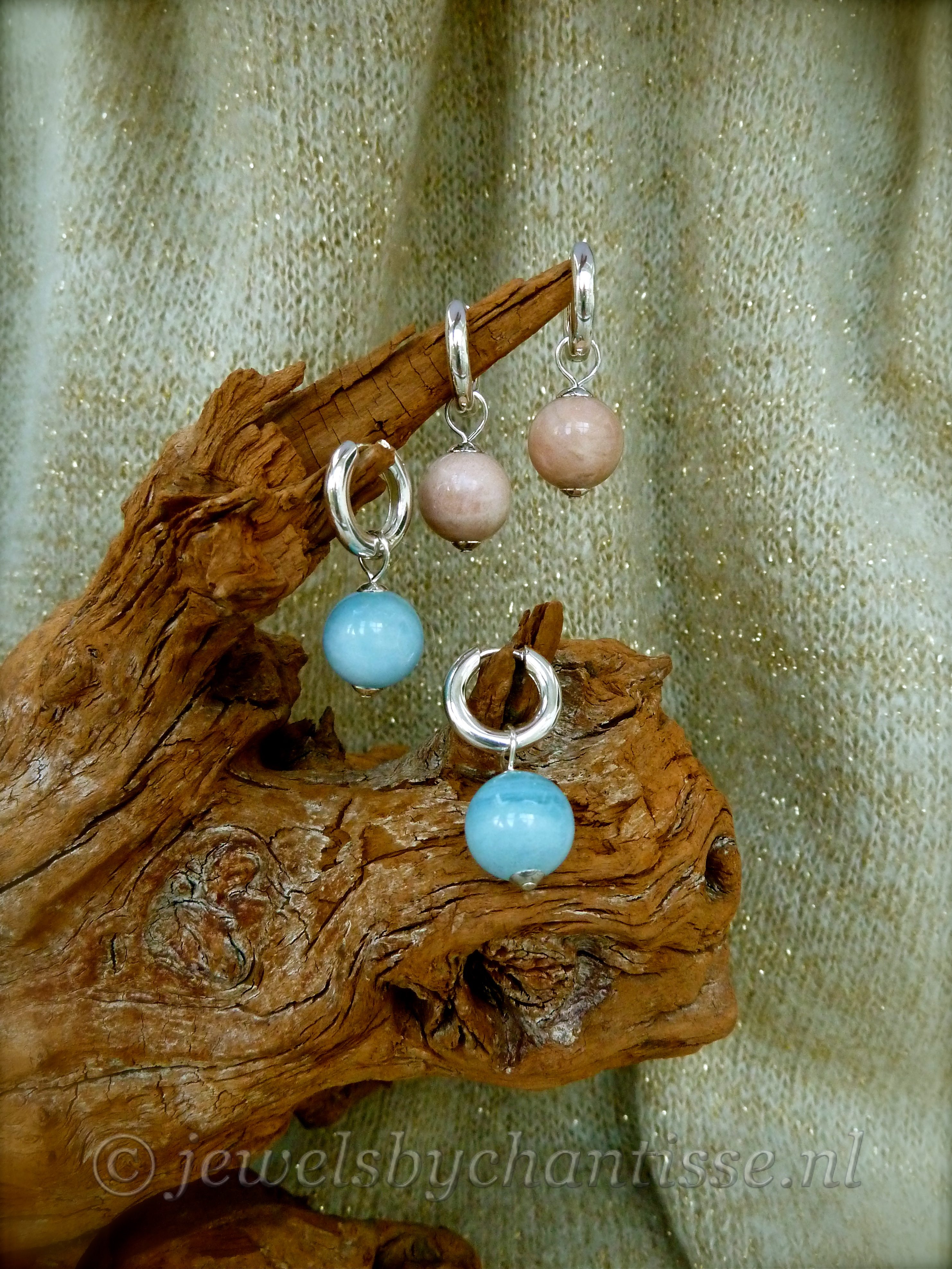 Zilveren Creolen met Zonnesteen