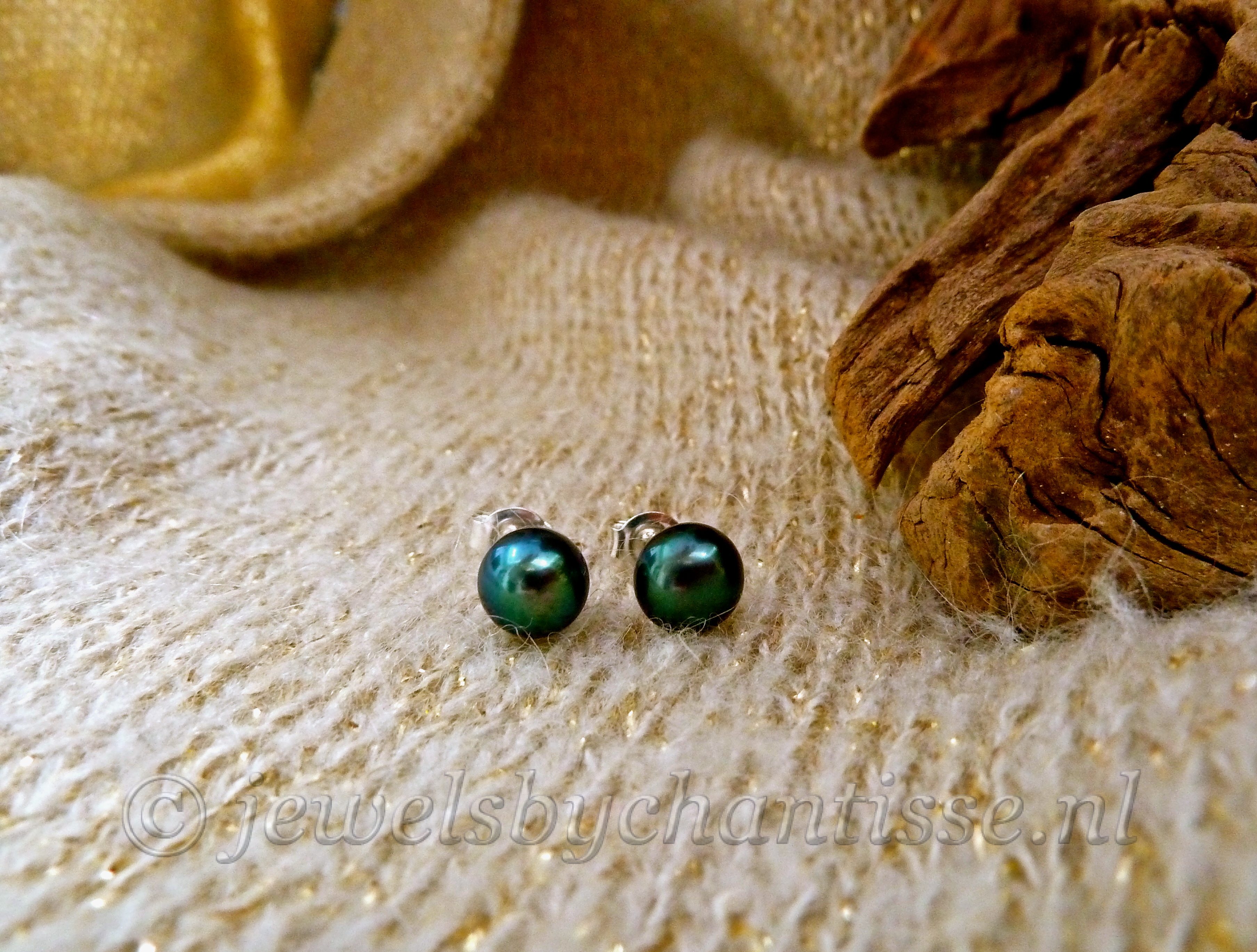 Zilveren Oorstekers met Zwarte Parels