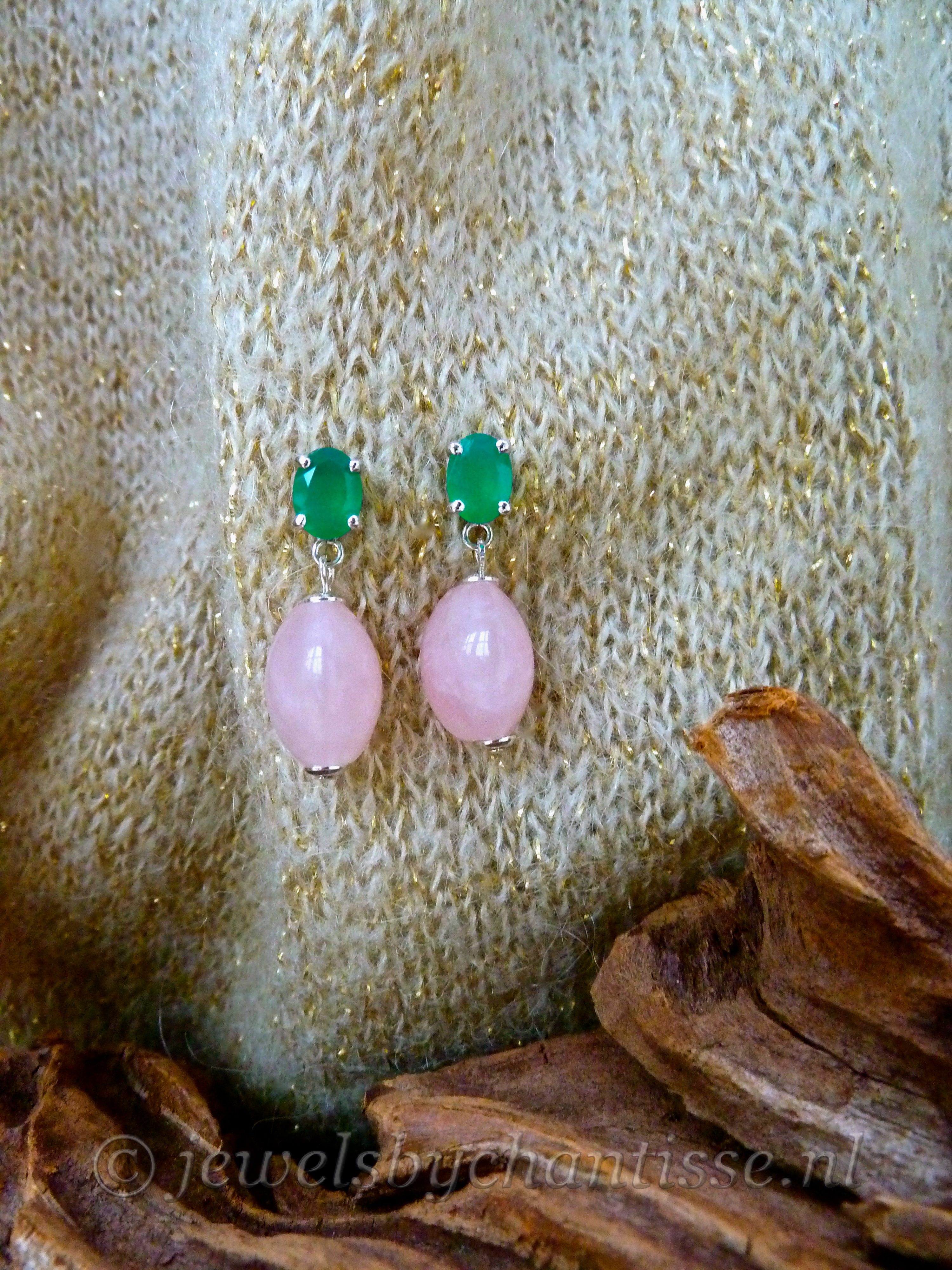 Zilveren Verwisselbare Groene Onyx Oorstekers 3 Zilveren Verwisselbare Groene Onyx Oorstekers