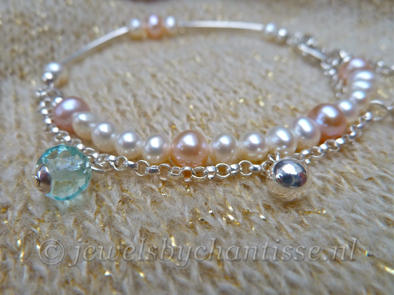 Zilveren Parelarmband met Jasseronketting 2 Zilveren Parelarmband met Jasseronketting