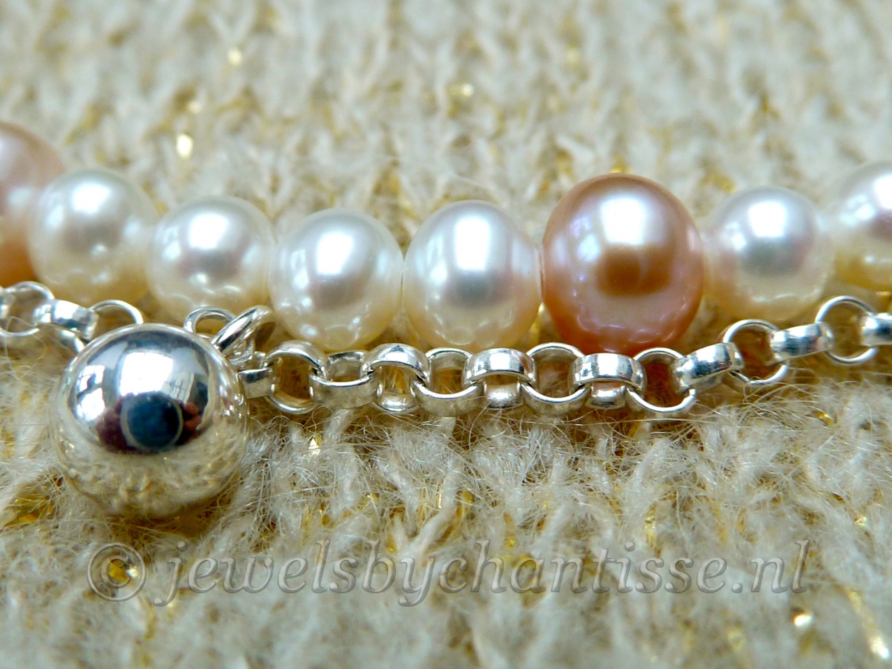 Zilveren Parelarmband met Jasseronketting 3 Zilveren Parelarmband met Jasseronketting