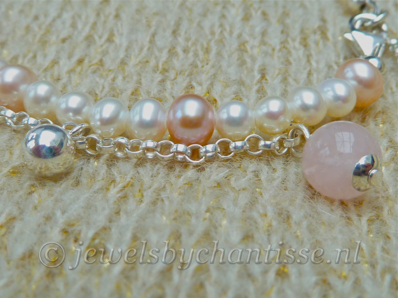 Zilveren Parelarmband met Jasseronketting 4 Zilveren Parelarmband met Jasseronketting