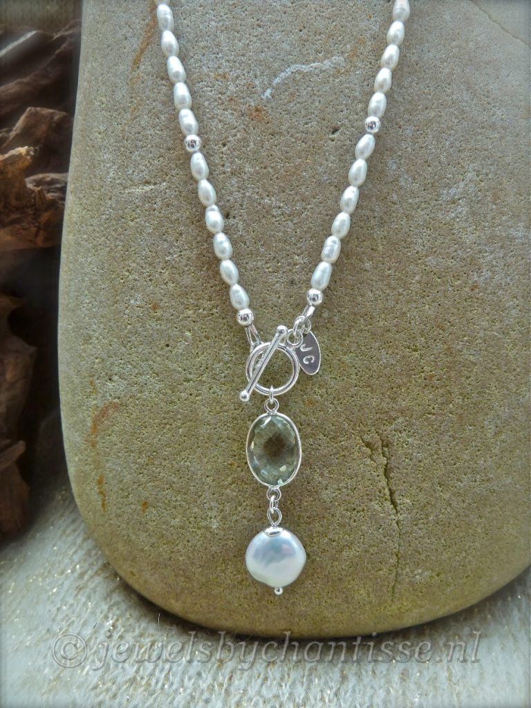 Rijstparelketting met Prasioliet 3 Rijstparelketting met Prasioliet