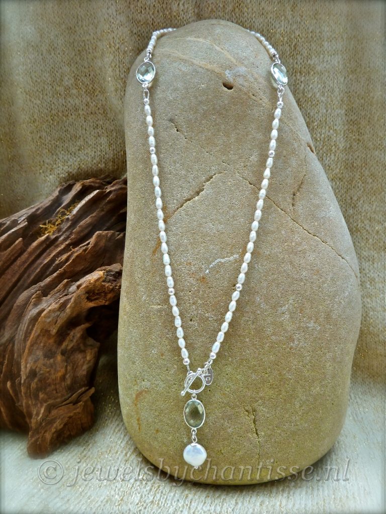 Rijstparelketting met Prasioliet 4 Rijstparelketting met Prasioliet