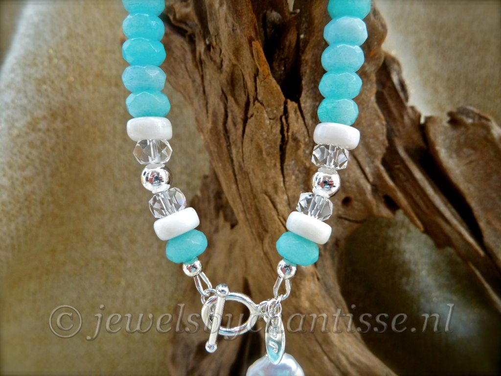 Zilveren Jade armband met Bergkristal 3 Zilveren Jade armband met Bergkristal