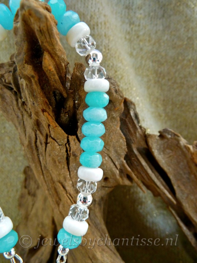 Zilveren Jade armband met Bergkristal 2 Zilveren Jade armband met Bergkristal