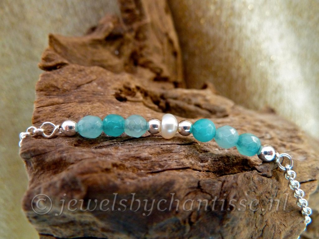 Zilveren Armband met Amazoniet 3 Zilveren Armband met Amazoniet