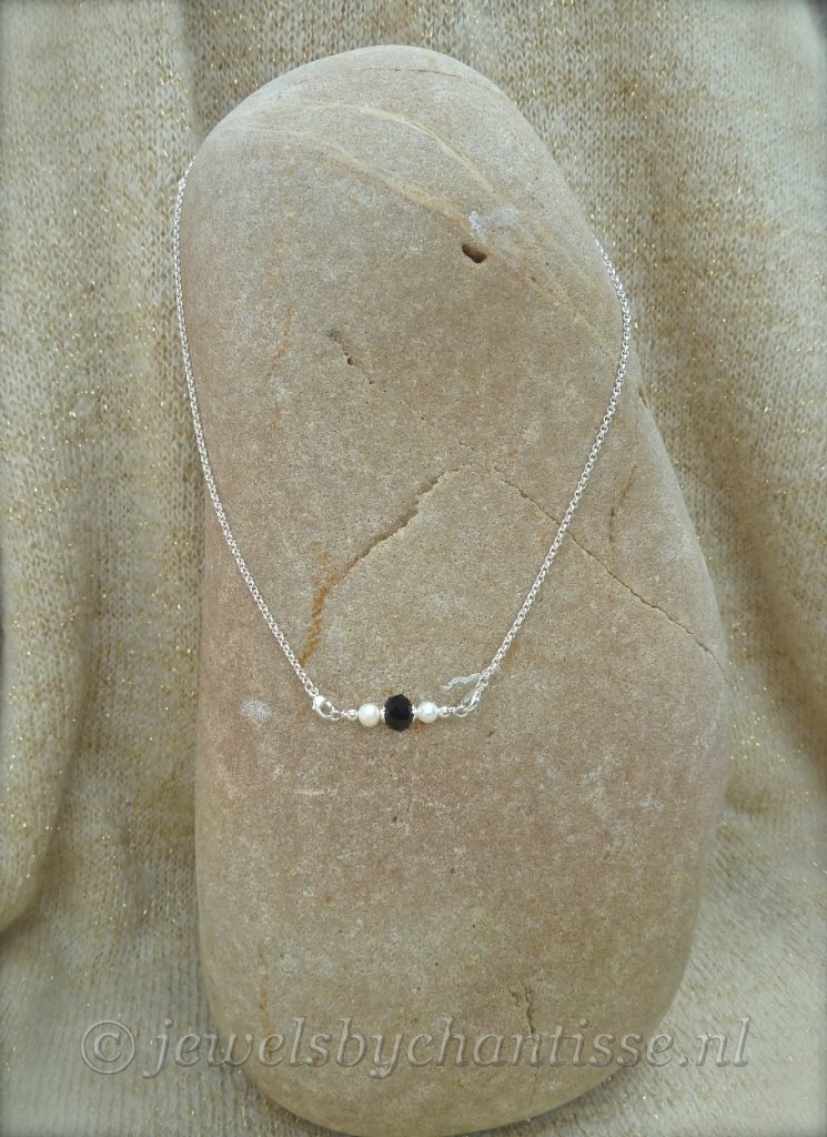 Zilveren Verwisselbare Ketting met Zwart Kristal 2 Zilveren Verwisselbare Ketting met Zwart Kristal