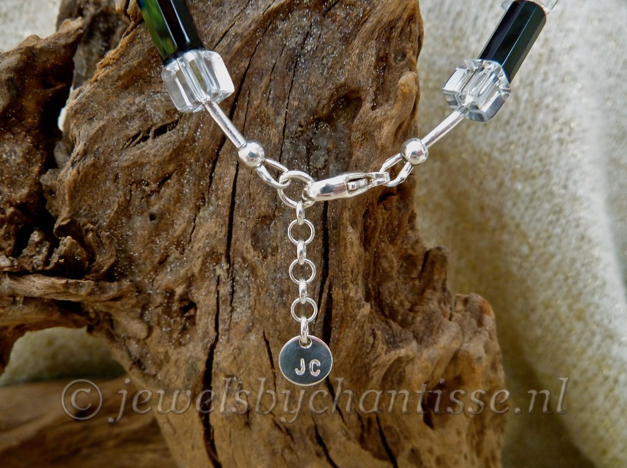 Zilveren Armband met Onyx en Bergkristal 6 Zilveren Armband met Onyx en Bergkristal