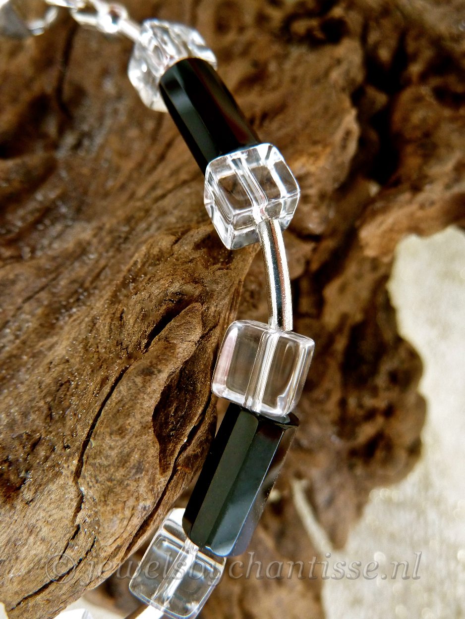 Zilveren Armband met Onyx en Bergkristal 5 Zilveren Armband met Onyx en Bergkristal