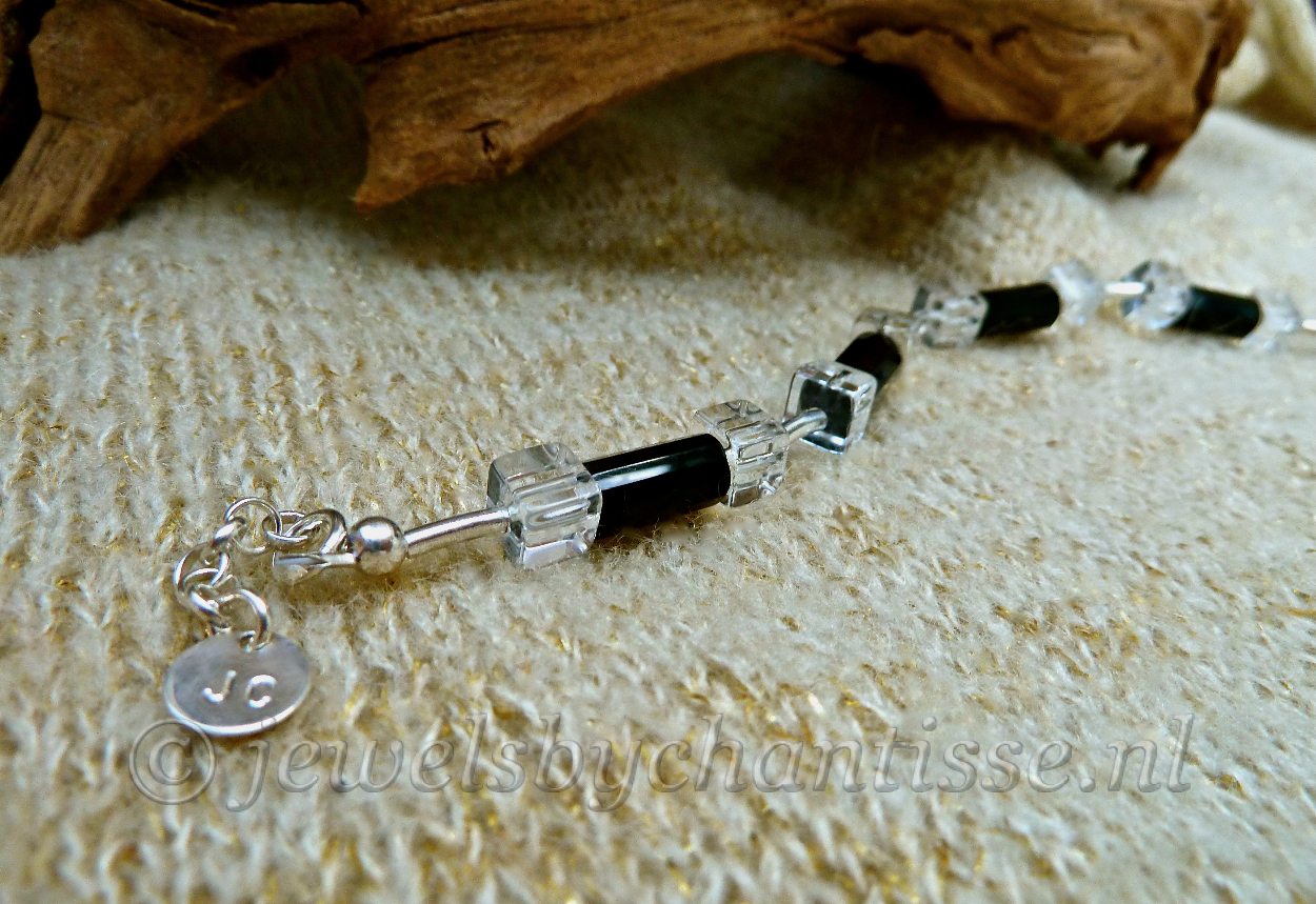 Zilveren Armband met Onyx en Bergkristal 7 Zilveren Armband met Onyx en Bergkristal