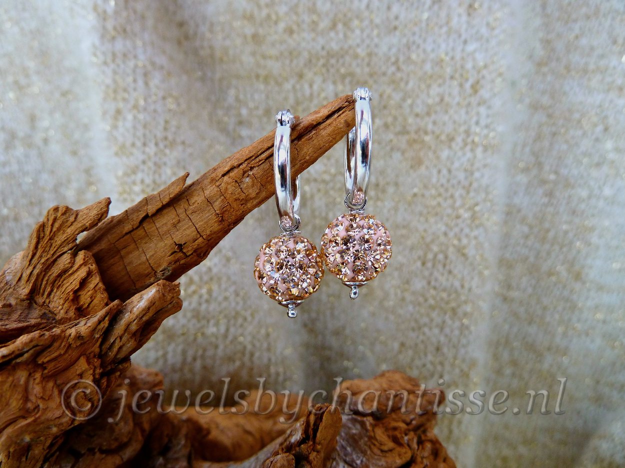 Zilveren Oorbellen met Zalm Preciosa Kristal 2 Zilveren Oorbellen met Zalm Preciosa Kristal