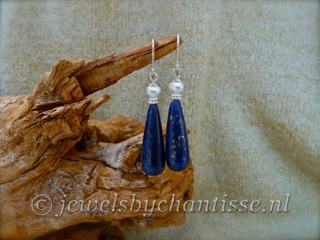 Zilveren Lapis Lazuli Oorbellen