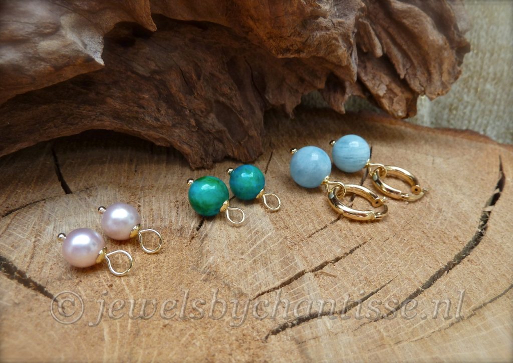 Gouden Creolen met Pink Parels 4 Gouden Creolen met Pink Parels