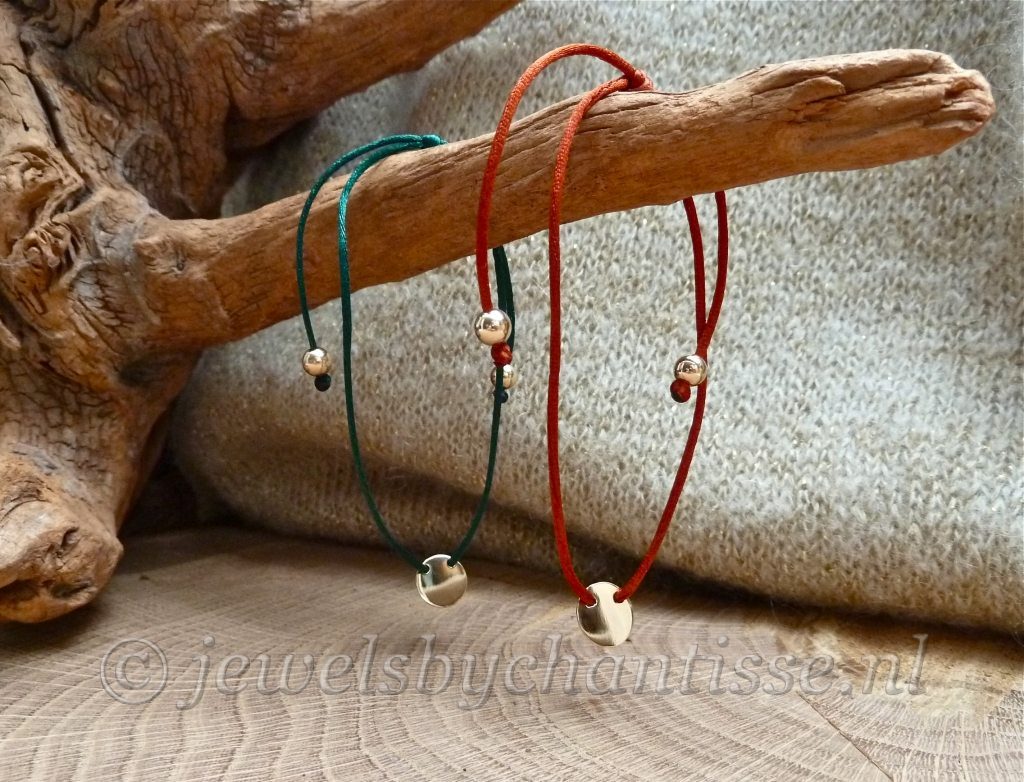 Gouden Koordarmband Donkergroen