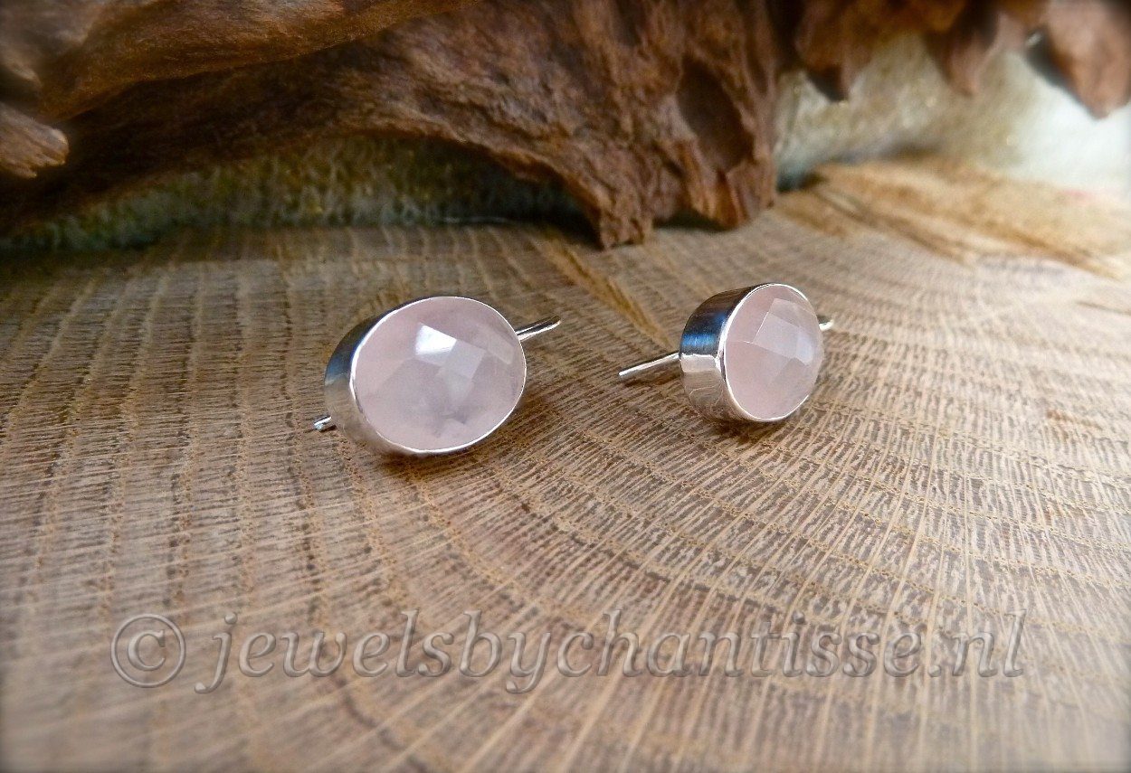 Zilveren Oorbellen met Rozenkwarts