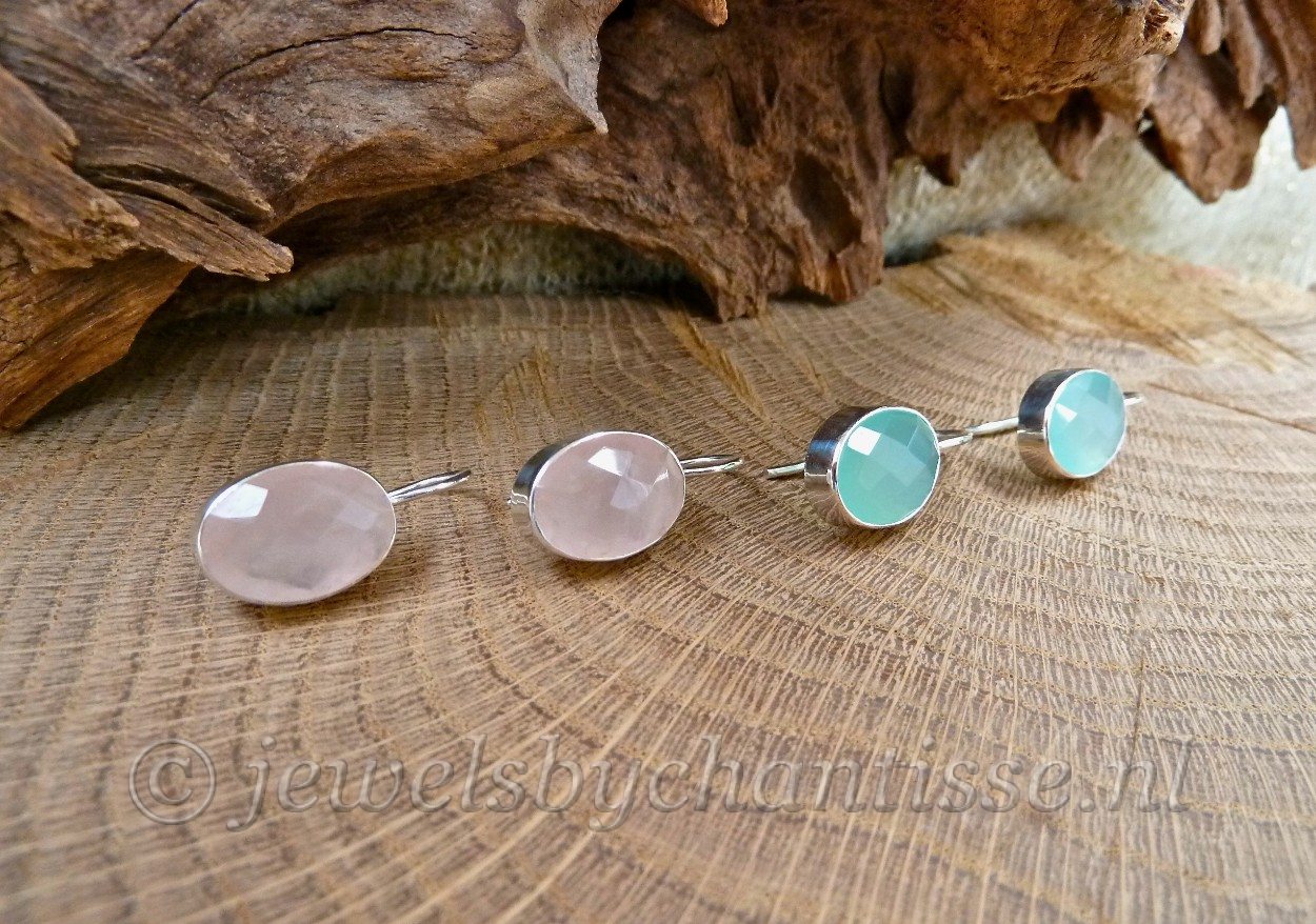 Zilveren Oorbellen met Chalcedoon 6 Zilveren Oorbellen met Chalcedoon