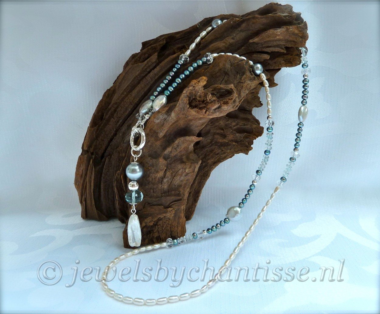 Parelketting met Aquamarijn