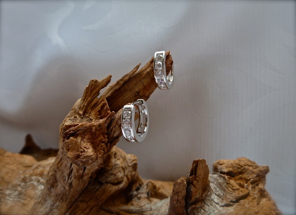 Zilveren Creolen met Zirconia en Lapis Lazuli