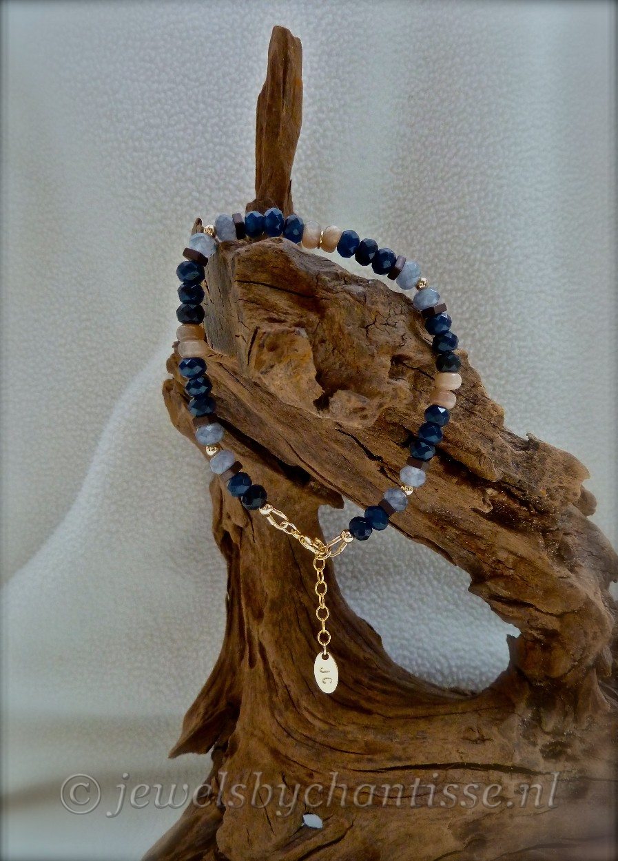 Goldfilled Armband met Agaat en Maansteen