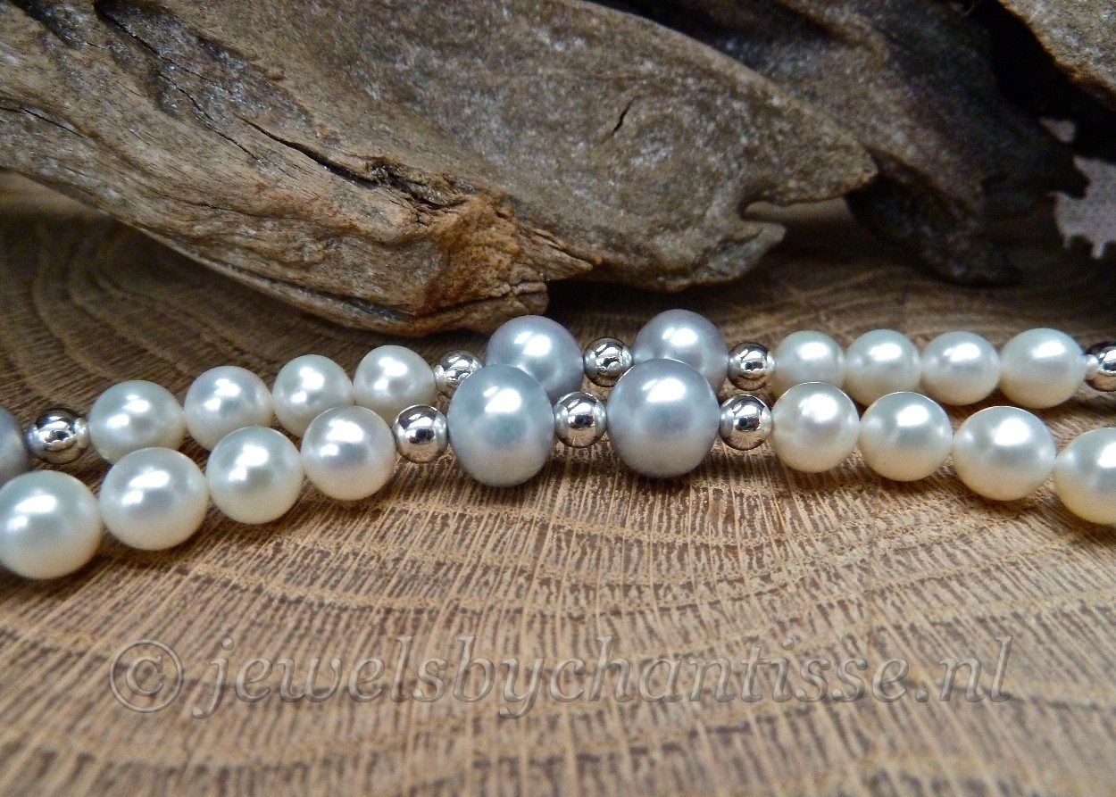 Parelcollier met Bergkristal Pendant