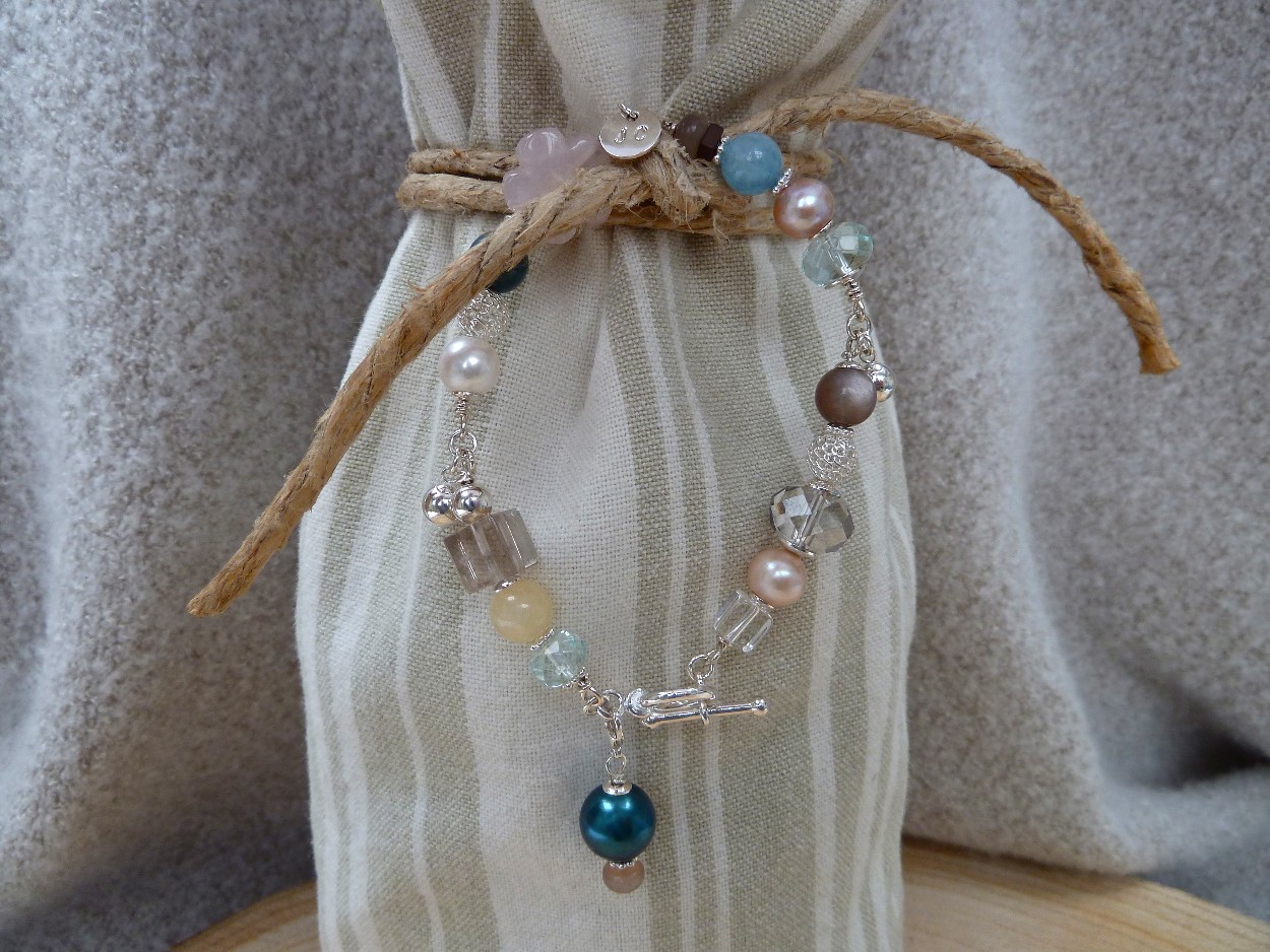 Zilveren Armband met Parels en Edelstenen 2 Zilveren Armband met Parels en Edelstenen