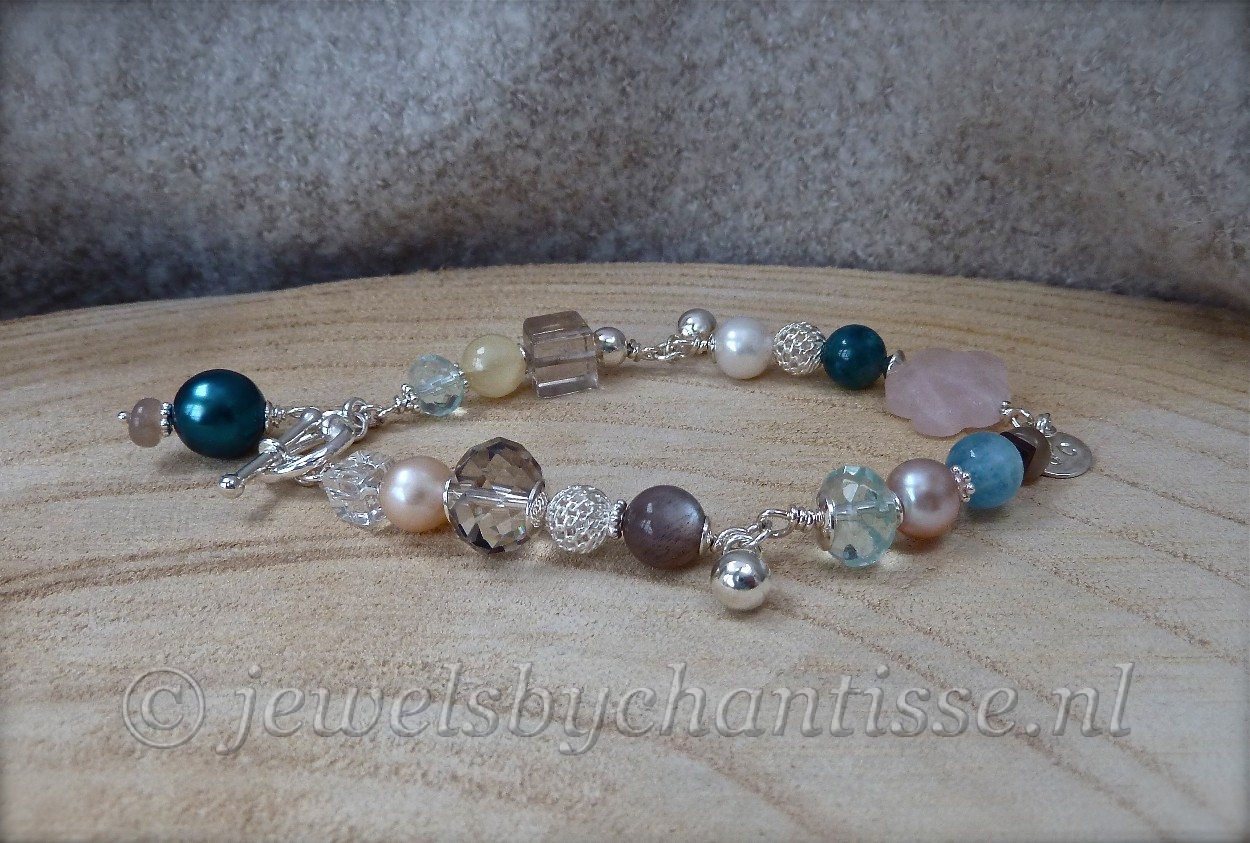 Zilveren Armband met Parels en Edelstenen 3 Zilveren Armband met Parels en Edelstenen