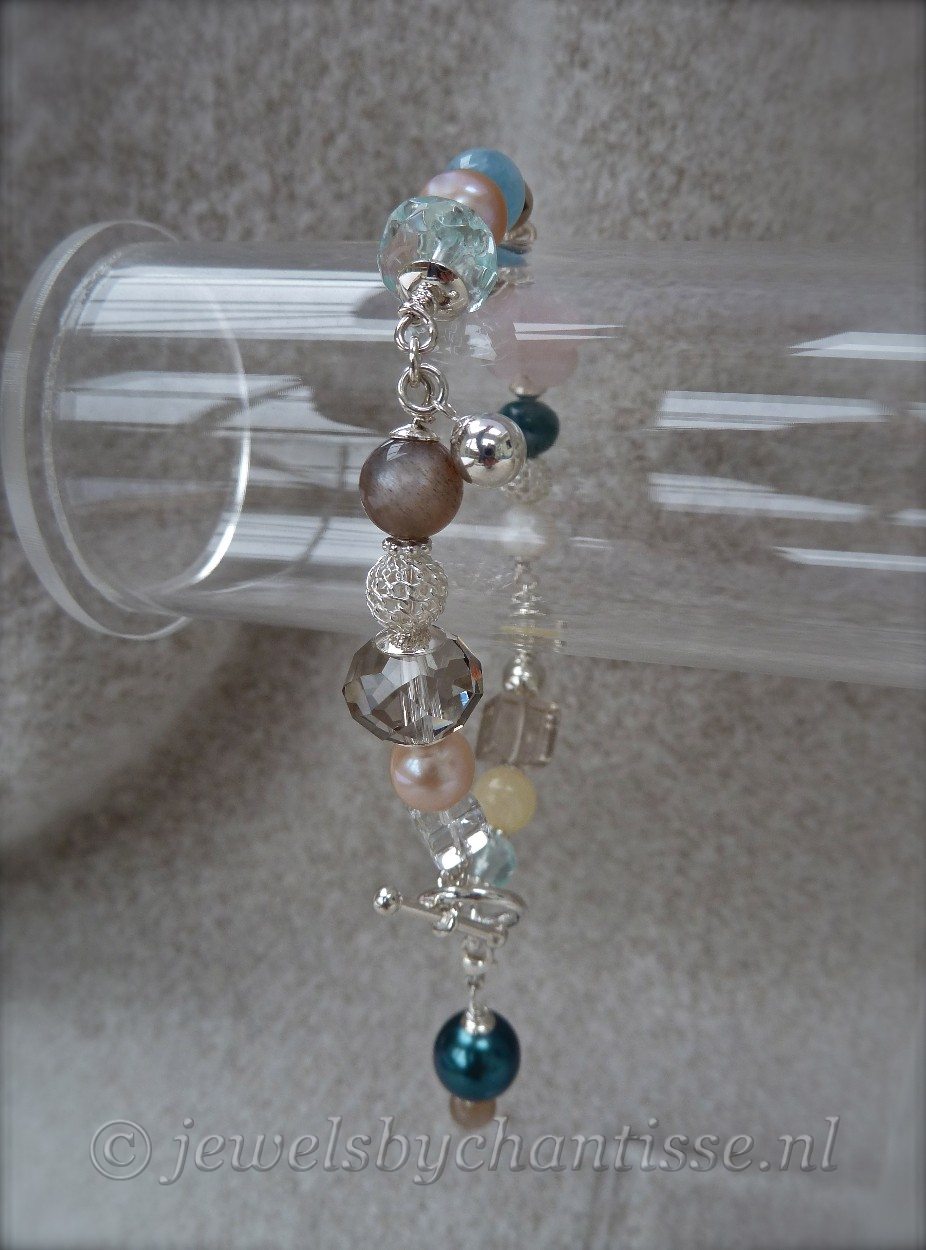Zilveren Armband met Parels en Edelstenen 4 Zilveren Armband met Parels en Edelstenen