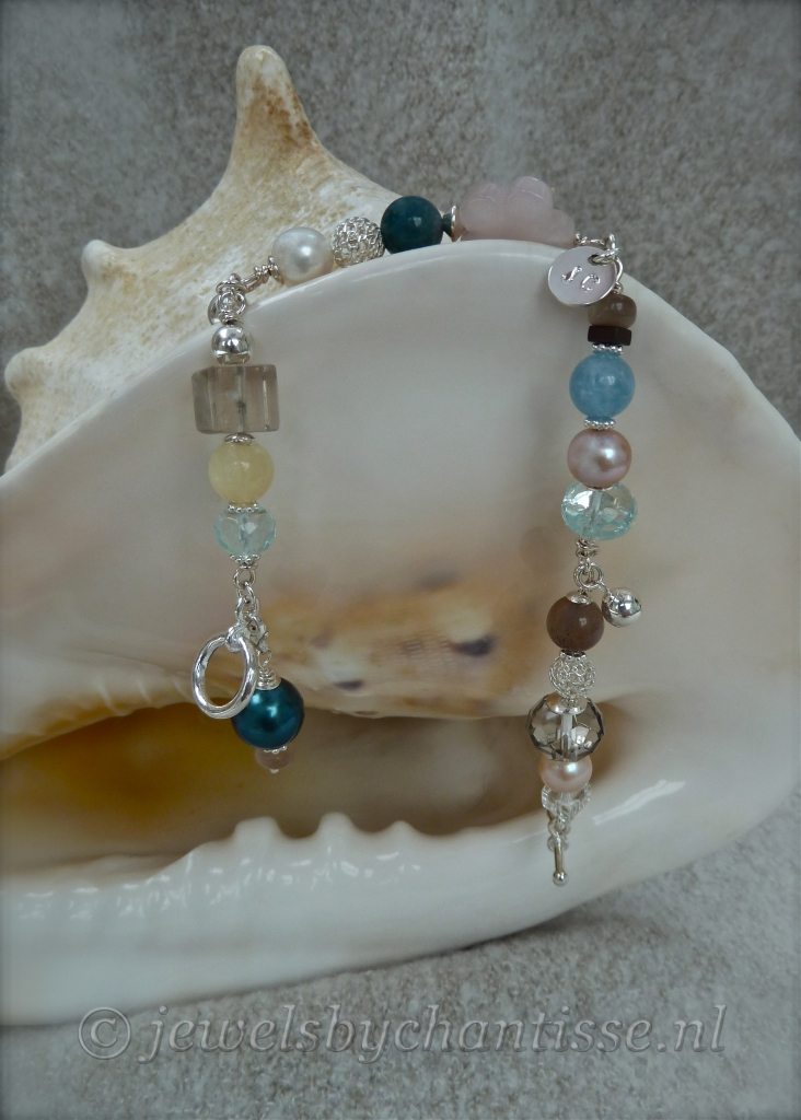 Zilveren Armband met Parels en Edelstenen 7 Zilveren Armband met Parels en Edelstenen