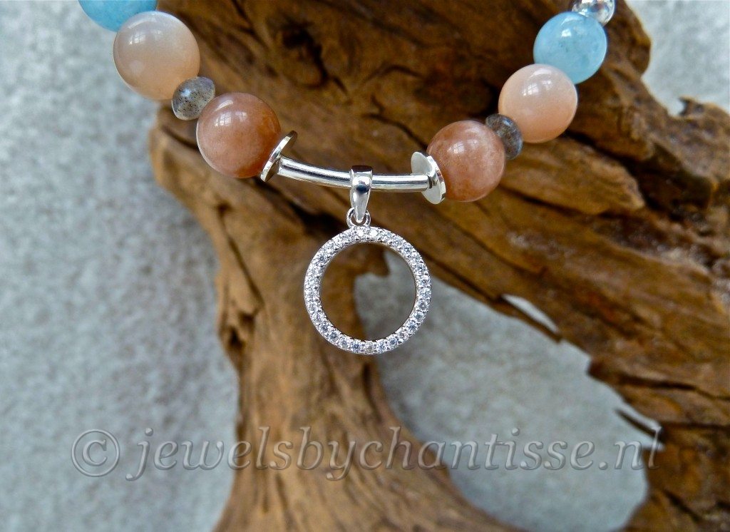 Zilveren Armband met Zonnesteen en Aquamarijn 8 Zilveren Armband met Zonnesteen en Aquamarijn