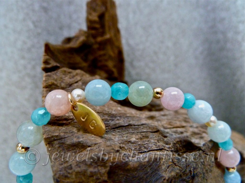Goldfilled Armband met Beryl en Amazoniet 5 Goldfilled Armband met Beryl en Amazoniet