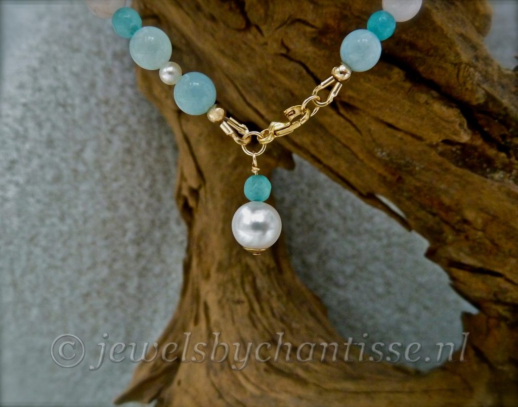 Goldfilled Armband met Beryl en Amazoniet 6 Goldfilled Armband met Beryl en Amazoniet