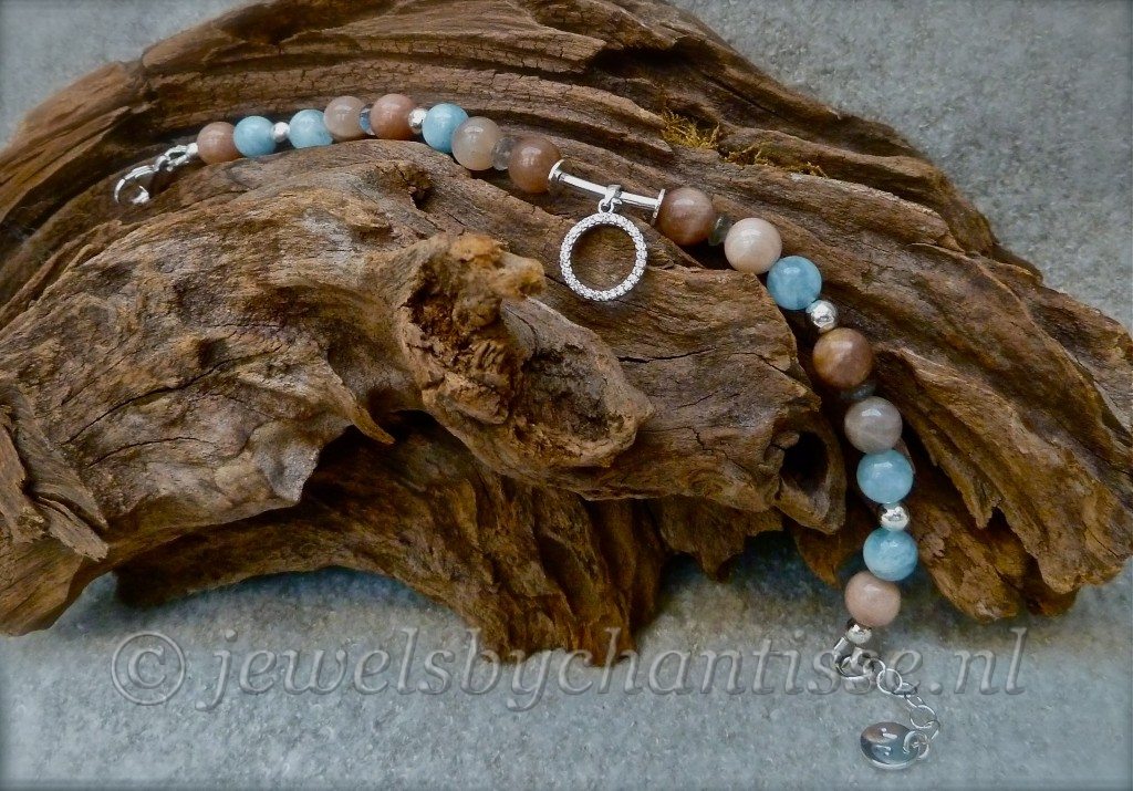 Zilveren Armband met Zonnesteen en Aquamarijn 7 Zilveren Armband met Zonnesteen en Aquamarijn