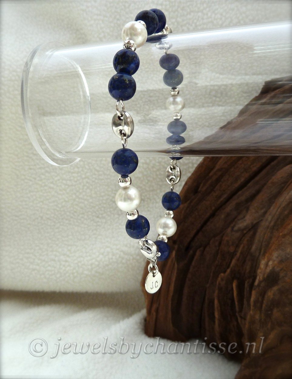 Zilveren Armband met Lapis Lazuli en Parels 3 Zilveren Armband met Lapis Lazuli en Parels