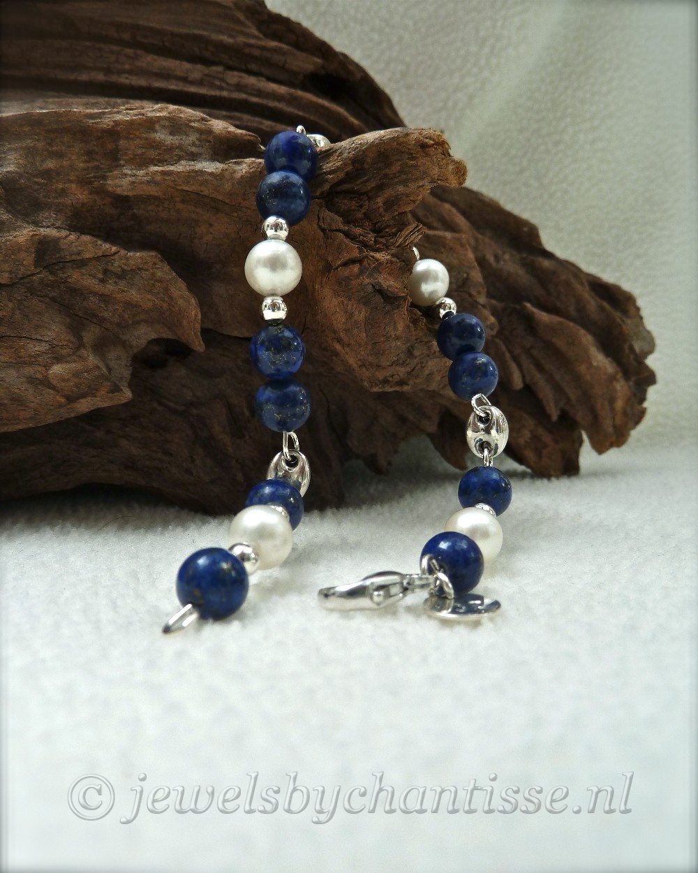 Zilveren Armband met Lapis Lazuli en Parels 4 Zilveren Armband met Lapis Lazuli en Parels